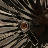 Black ceramic shell lamp and white opaline