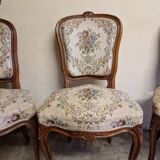 Set of 3 Louis XV style chairs - In carved and moulded wood with flowers