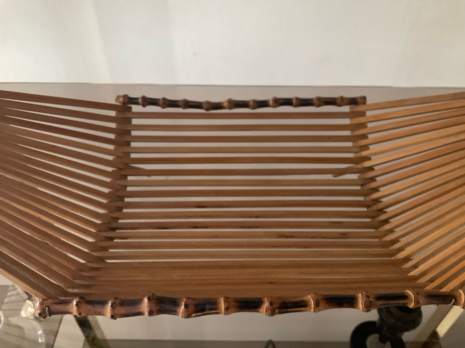 Duo of vintage wooden baskets