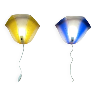 Paire d'appliques en verre Design scandinave 1950.