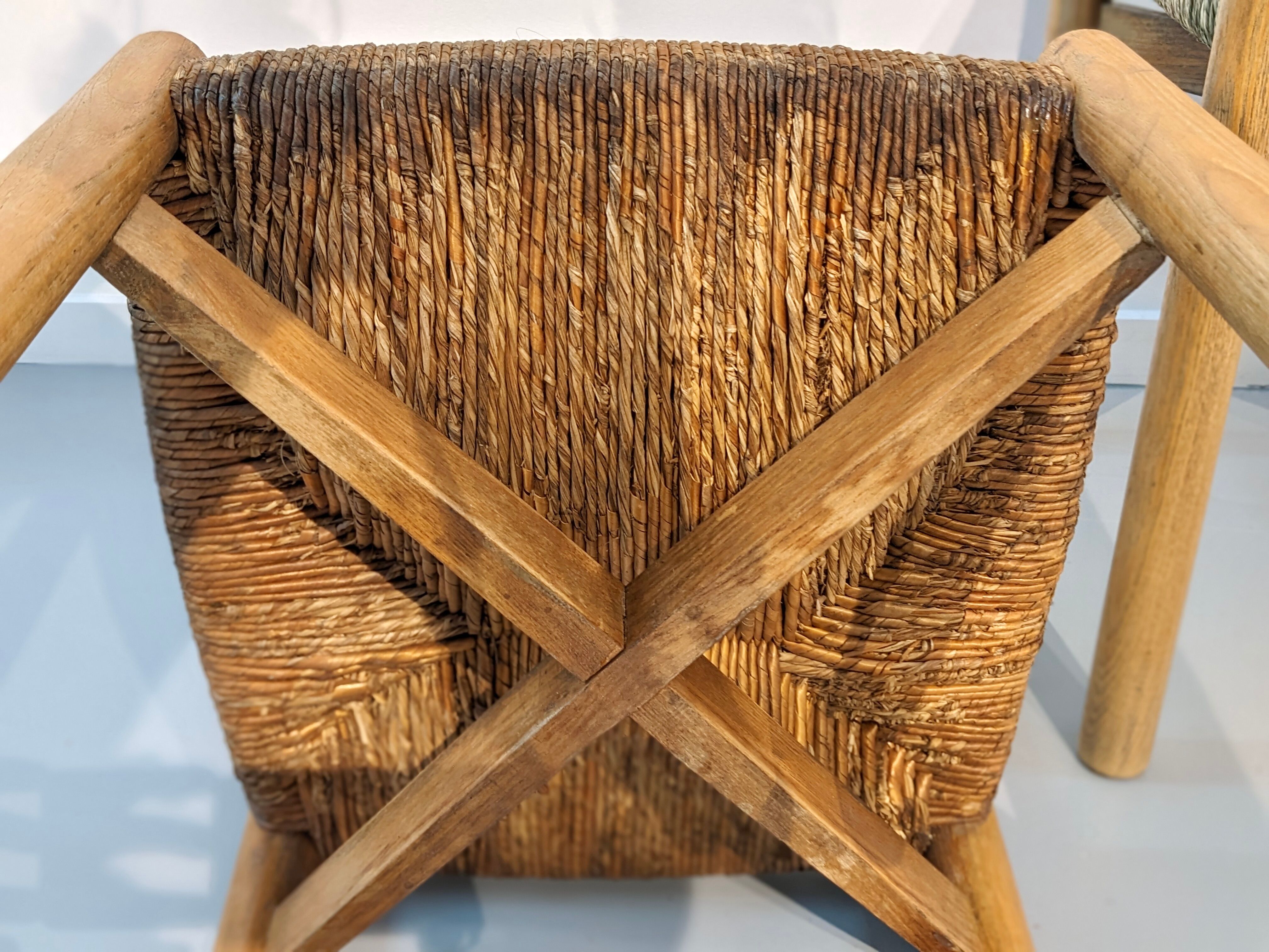 Series of 3 Méribel chairs by Charlotte Perriand