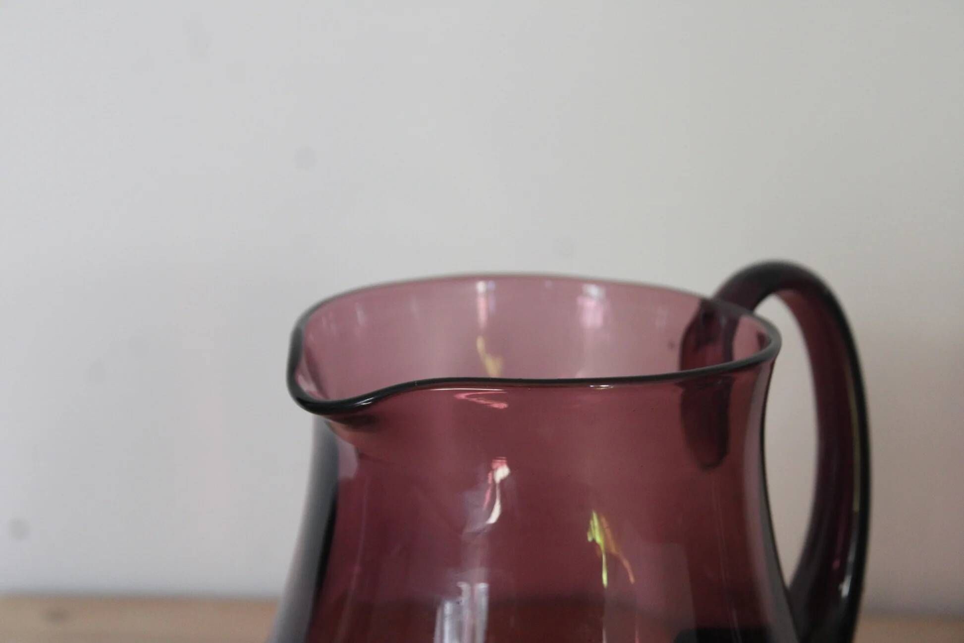 Vintage purple plum glass pitcher and glass – Retro set
