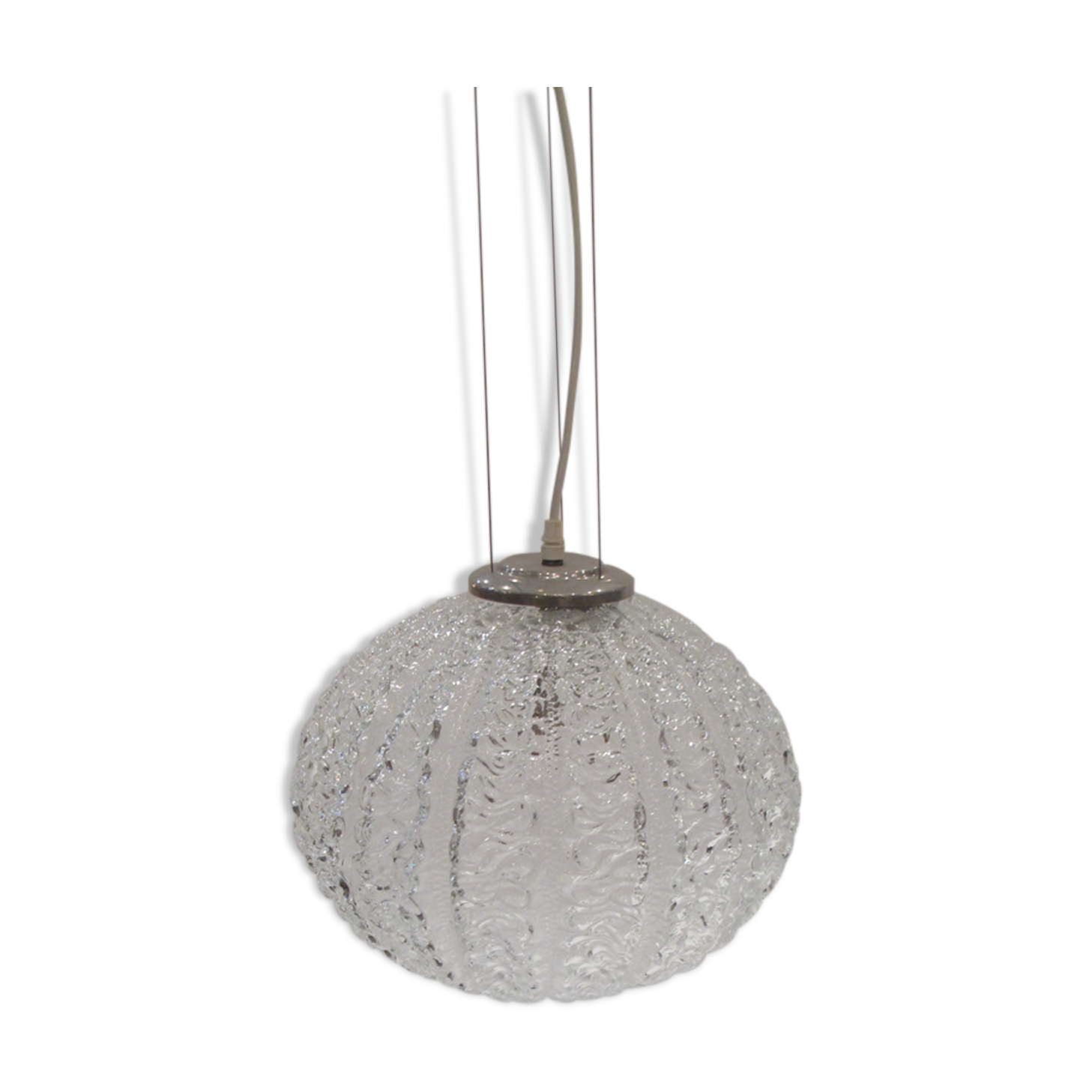 60s round chrome and glass pendant