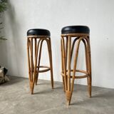 Pair of high rattan stools