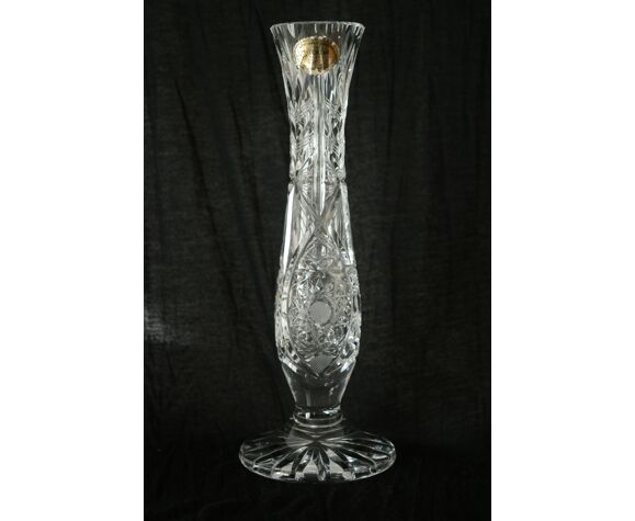 Vase soliflore cristal de bohème taillé main | Selency
