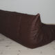 Togo 3 seater sofa in brown leather designed by Michel Ducaroy 1973