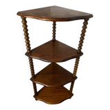 Corner shelf on a turned wooden stand