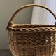 Large antique woven wicker basket with handle H45 L43 D25
