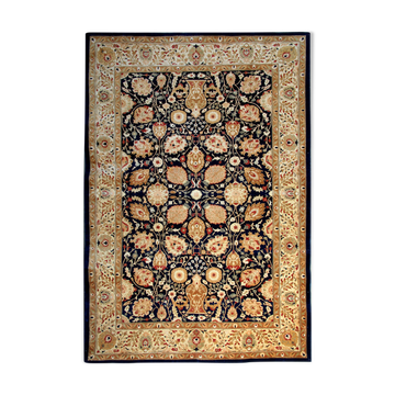 Large Ziegler Carpet Handwoven Deep Blue Wool Area Rug- 213x307cm