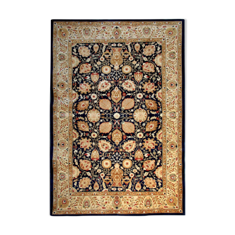 Large Ziegler Carpet Handwoven Deep Blue Wool Area Rug- 213x307cm