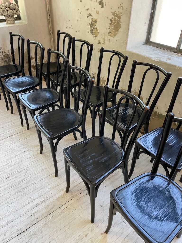 Lot 11 black Baumann bistro chairs