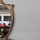 Mahogany, Pearwood, Brass & Marbled Back-Lacquered Glass Top Sideboard with Mirror from F.lli Rigamo