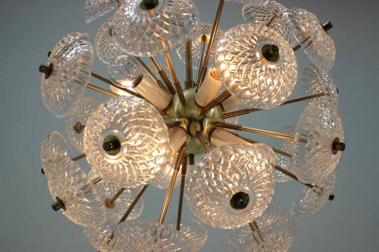 Unique set of four design Space Age dandelion / Sputnik chandeliers, 1970s