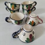 Set of 7 miniature Quimper earthenware cups