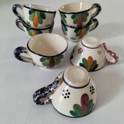 Set of 7 miniature Quimper earthenware cups