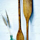 Pair of old wooden oars