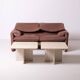 Pair of postmodern travertine coffee tables, Italy, 1980s