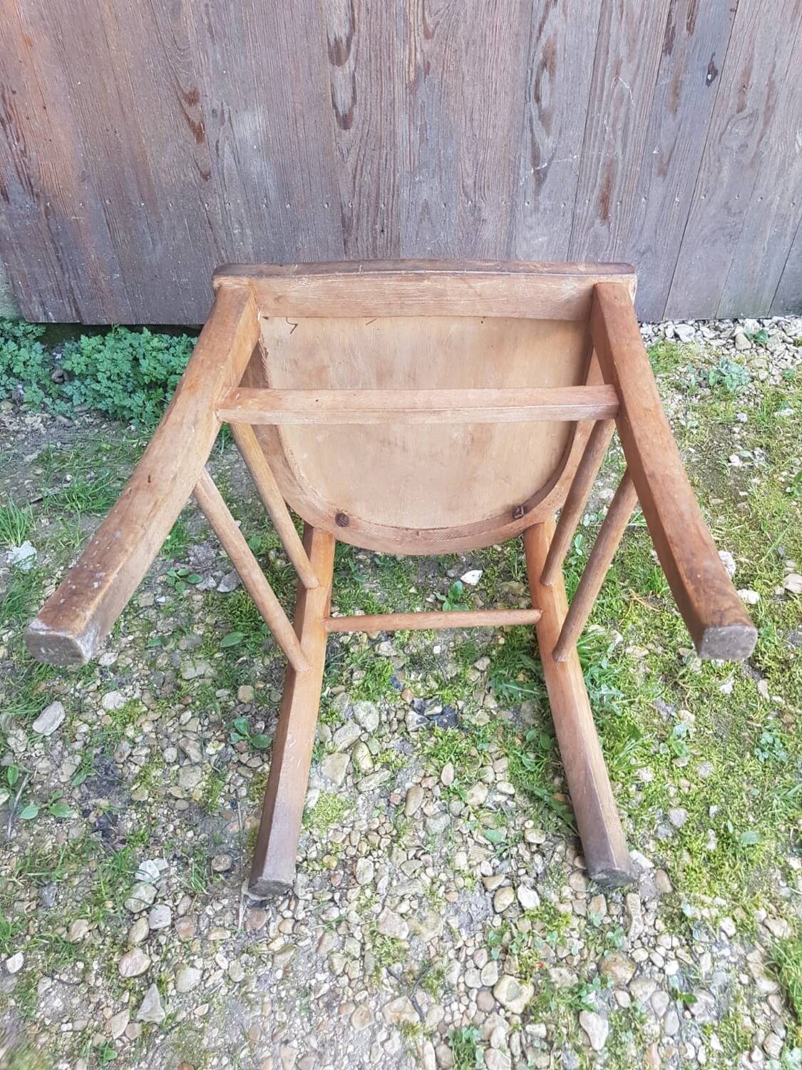 Old wooden bistro chair seat vintage relief drawing