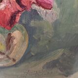 Bouquet of ancient flowers on panel