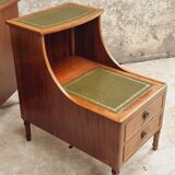 Set of mid century bedside tables with inlaid leather