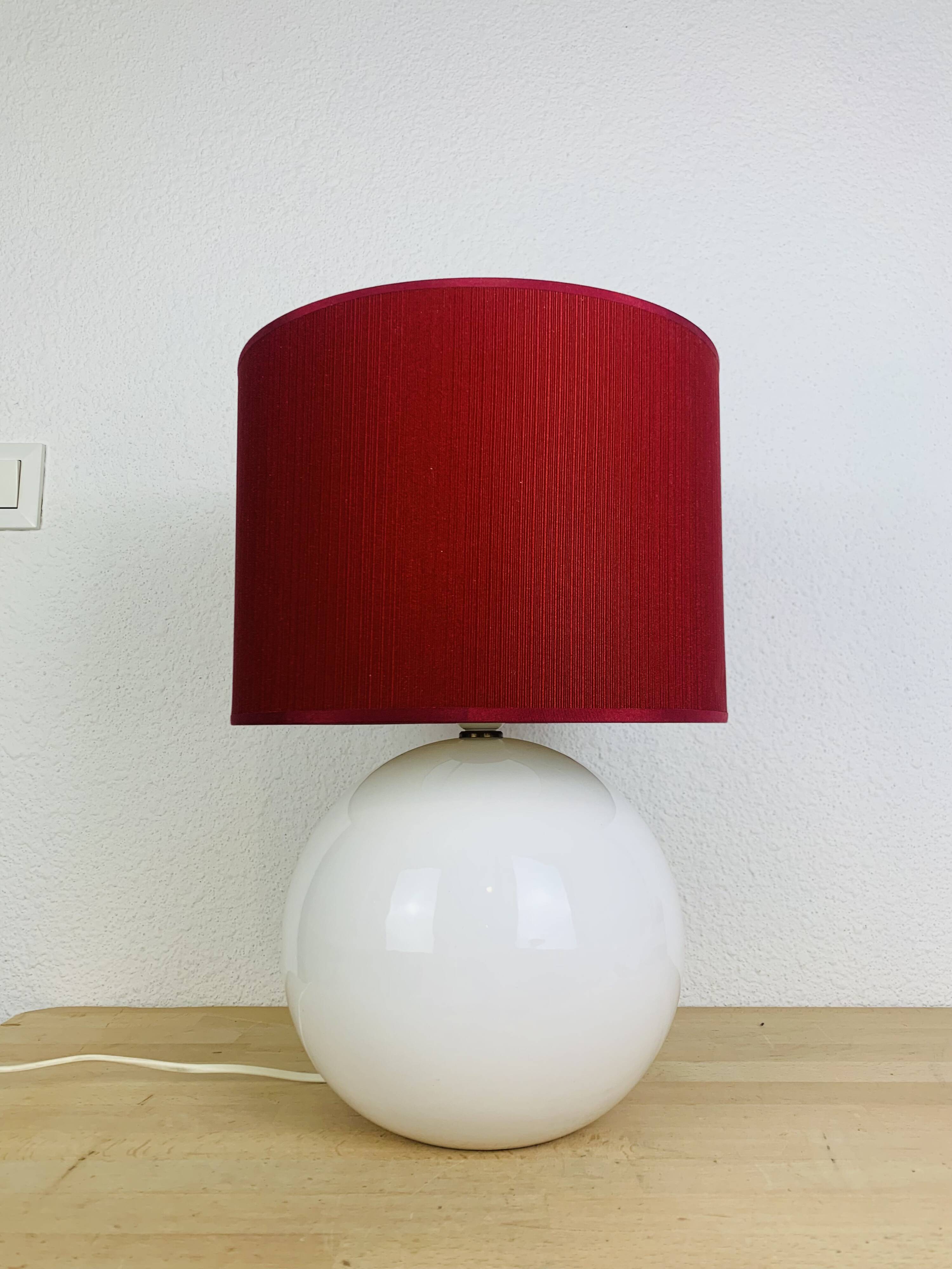 White and red ceramic ball lamp, 1980s
