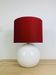Lampe boule céramique blanche et rouge, années 80