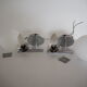 Pair of sconces with an opaline globe and chrome structure from the 1970s