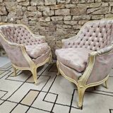 Pair of 1960s silk bergère armchairs