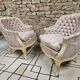 Paire de fauteuil bergère en soie 1960"