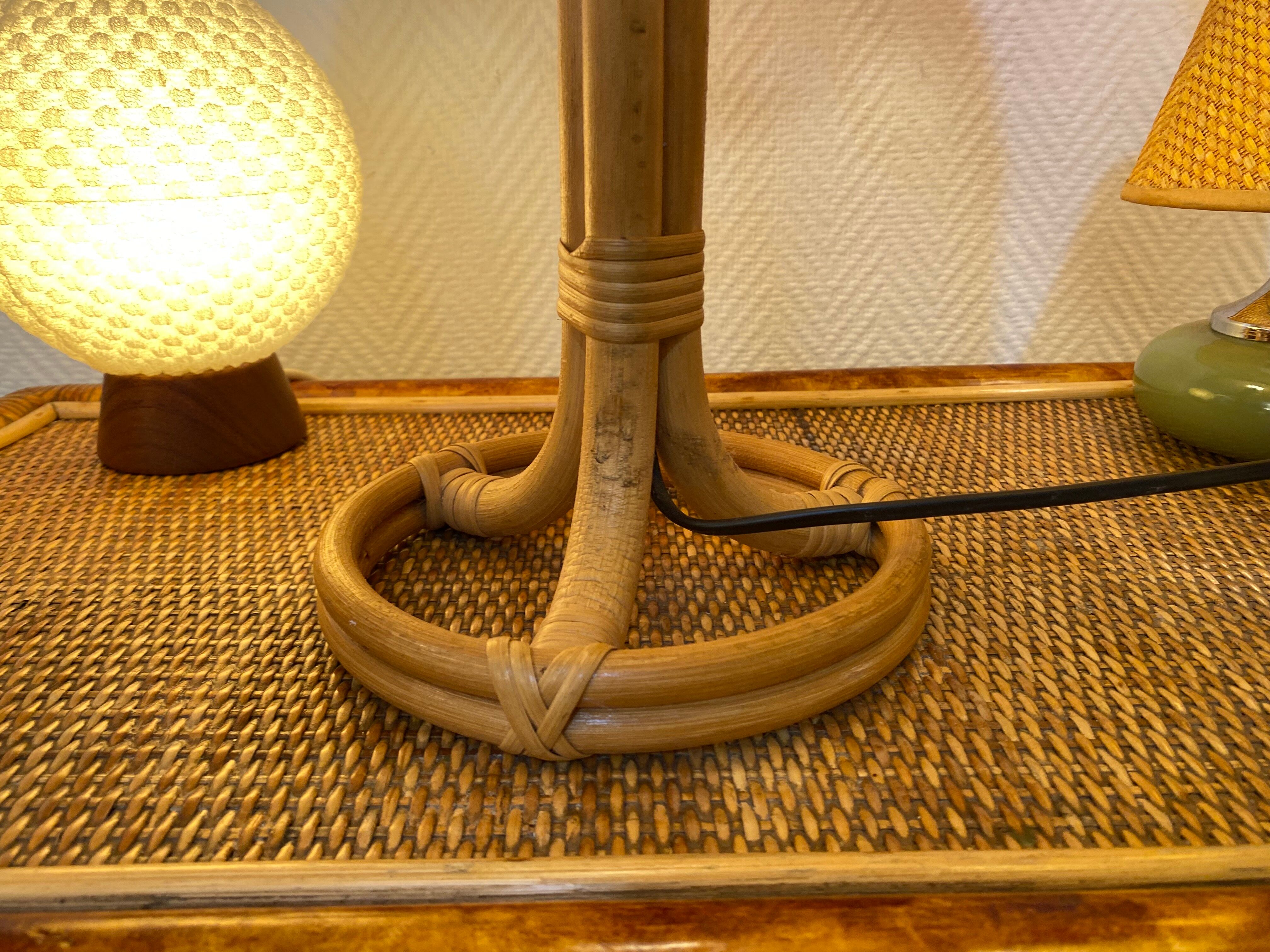 Vintage table lamp rattan and wicker 1970