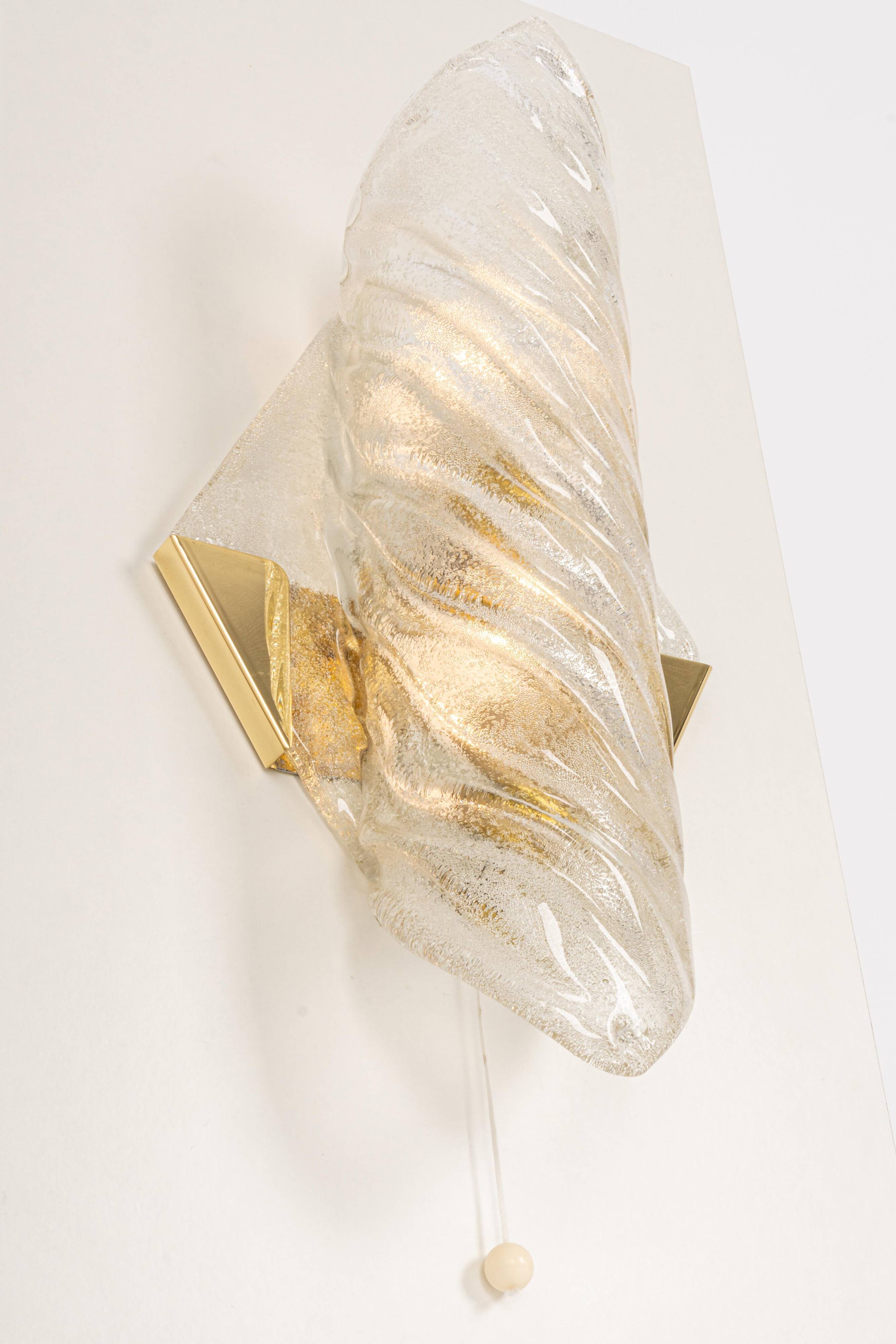 Paire de grandes appliques murales angulaires en verre Murano par Hillebrand, Allemagne, années 1960