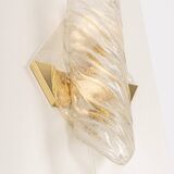 Paire de grandes appliques murales angulaires en verre Murano par Hillebrand, Allemagne, années 1960