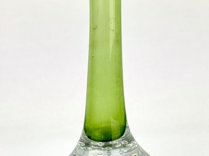 Vase en verre à ongles de Murano vert vintage Mid Century Glass, Italie