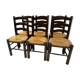 Suite of 6 brutalist straw chairs, 1940s