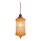 Large glass and brass suspension, lantern type, 1960.