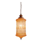 Large glass and brass suspension, lantern type, 1960.