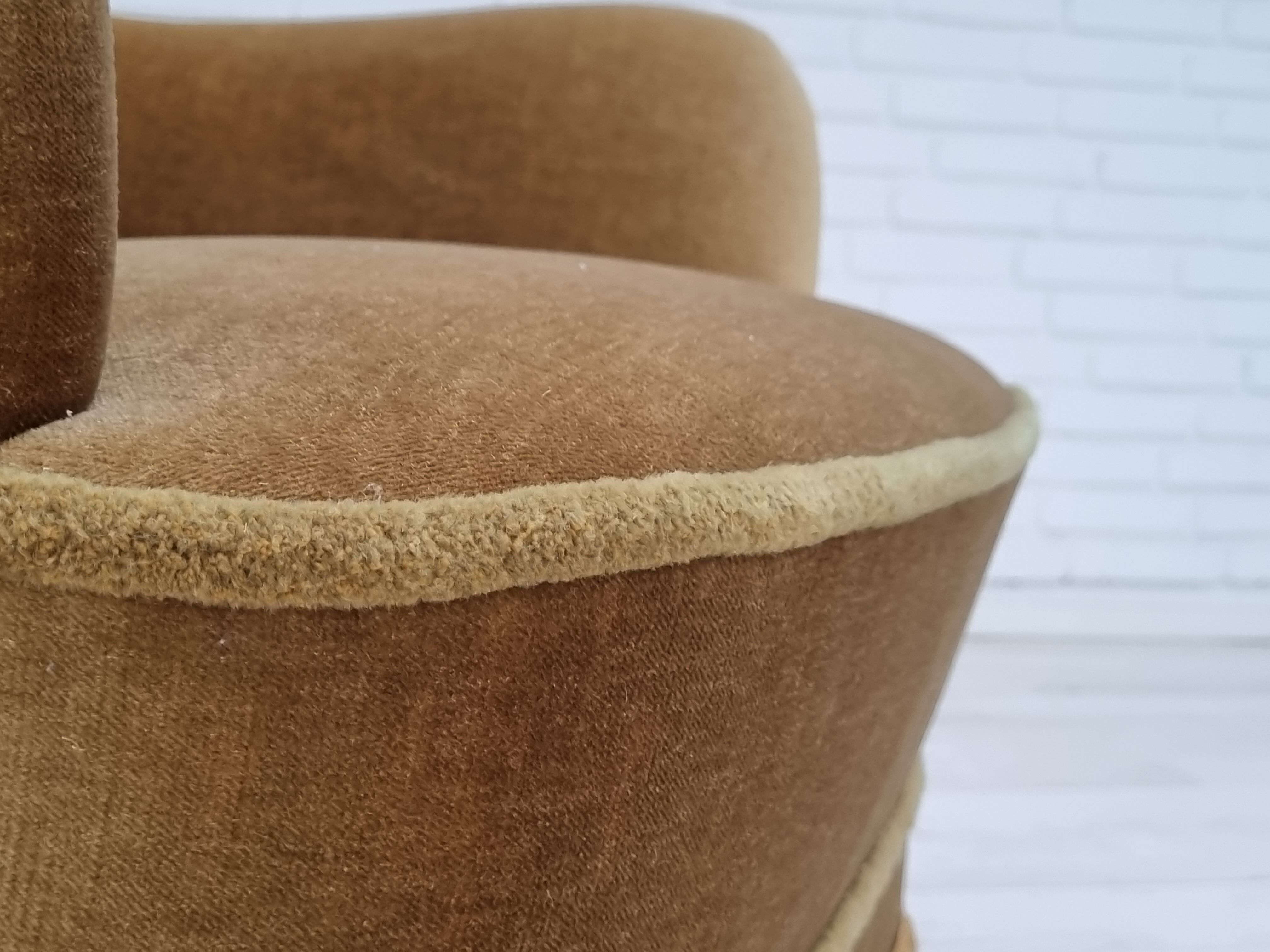 1960s, Danish high back armchair, original upholstery, green velour