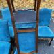 6 Louis XIII chairs, solid wood, sheep bone, and blue velvet, 19th century