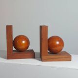 Wooden Art Deco bookends sphere decor