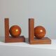 Wooden Art Deco bookends sphere decor