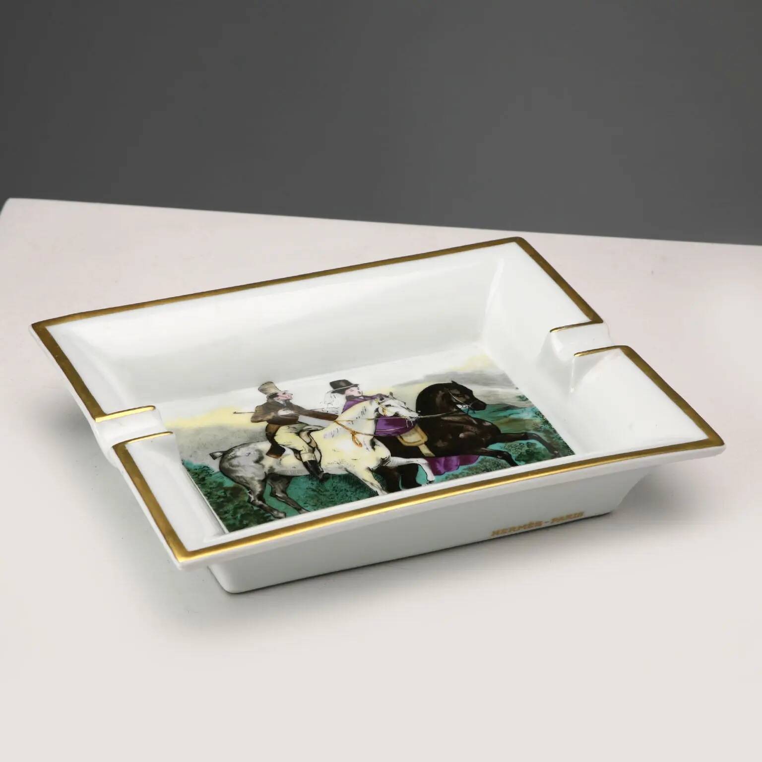 Vintage Hermès Paris ashtray in porcelain, France, 1980s.