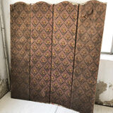 Paravent 4 pans en tissu ancien
