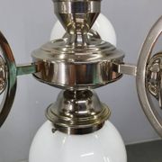 Art Deco Nickel and Glass Chandelier, 1930s