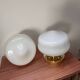 Pair of white opaline globe wall lights