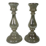 Set of 2 mercury candlesticks, circa 1900 (poor man's silver)