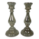 Set of 2 mercury candlesticks, circa 1900 (poor man's silver)