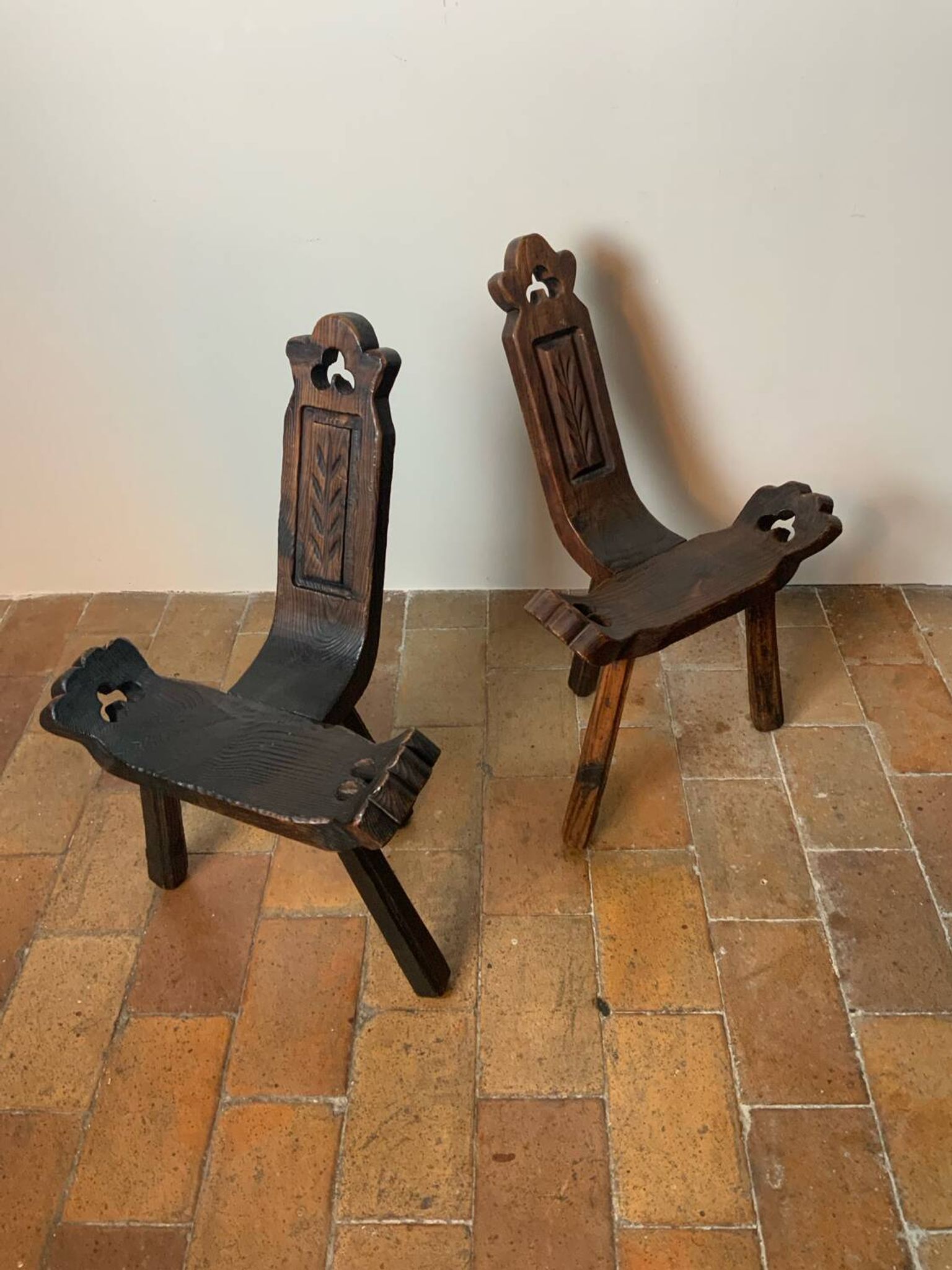 Brutalist pair of chairs