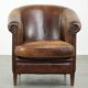 Fauteuil club en cuir de mouton vintage