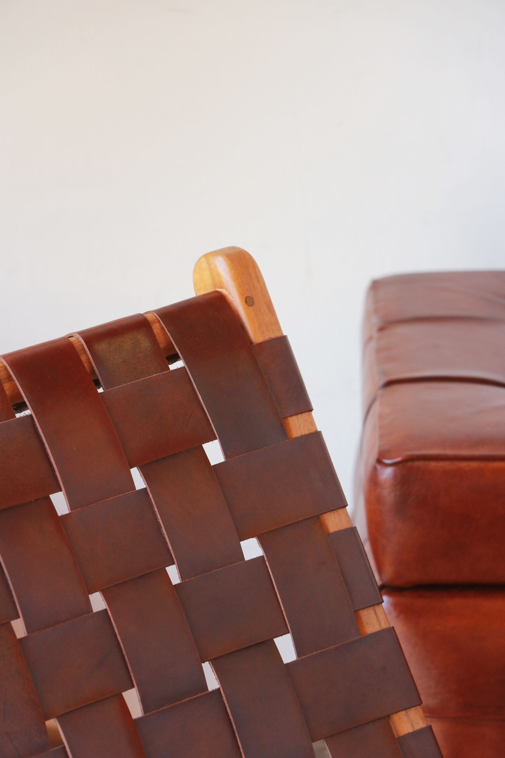 Pair of Teak & Leather heaters - model "Los Angeles" - Olivier de Schrijver