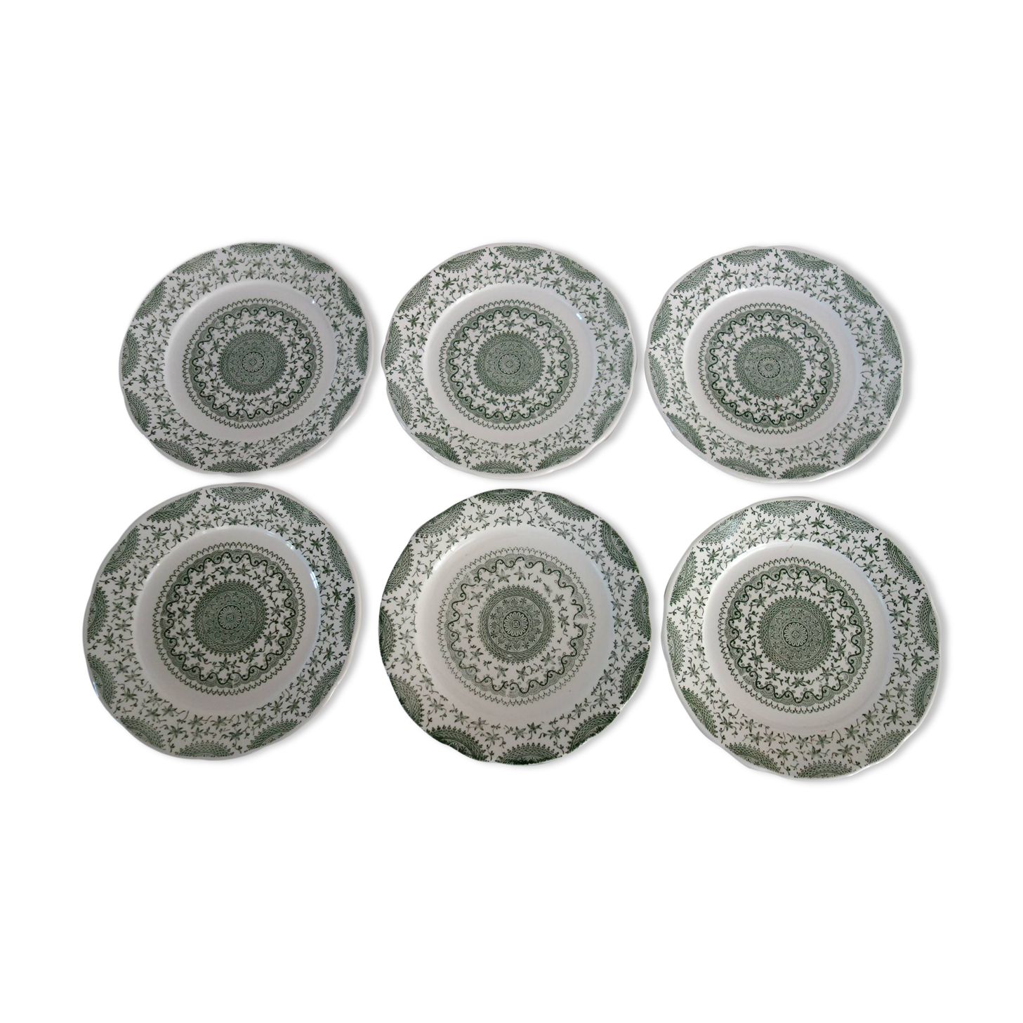 6 vintage dessert plates in Fine Ware earthenware